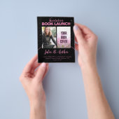 ピンクとブラックの作家ブックローンチの署名招待状 チラシ (手)