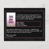 ピンクとブラックの作家ブックローンチの署名招待状 チラシ (裏面)