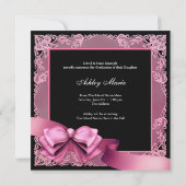 ピンクとブラックの写真付き卒業発表 案内状 (裏面)