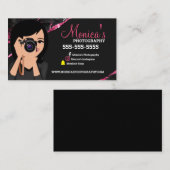 ピンクとブラックの写真家レンズ名刺 名刺 (正面/裏面)