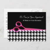 ピンクとブラックの千鳥格子のサロンアポイントメント ポストカード (正面/裏面)