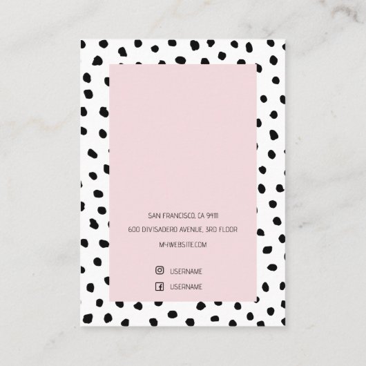 ピンクとブラックの収入保持者 名刺 (裏面)