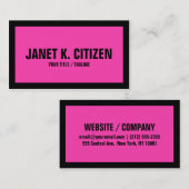 ピンクとブラックの大型文字はっきりした名刺 名刺 (正面/裏面)