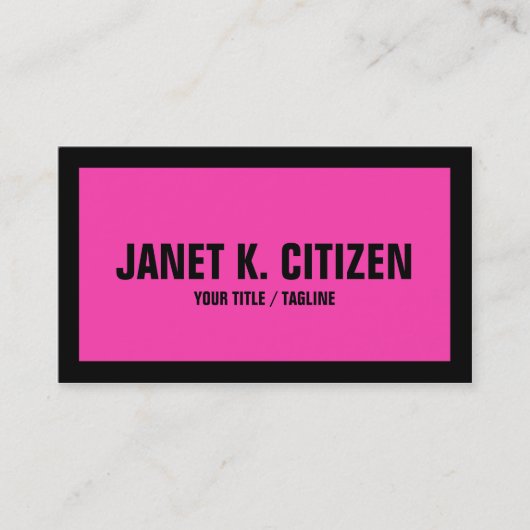 ピンクとブラックの大型文字はっきりした名刺 名刺 (正面)