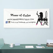 ピンクとブラックの女の子らしい女の子ヘアと美しいサロン 横断幕 (トレードショー)