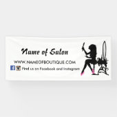 ピンクとブラックの女の子らしい女の子ヘアと美しいサロン 横断幕 (横)