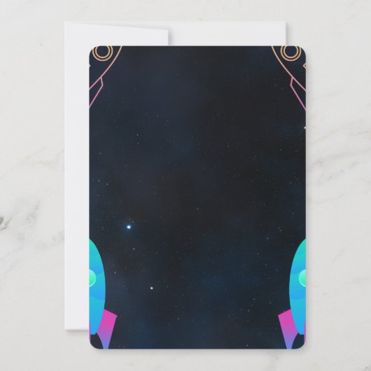 ピンクとブラックの宇宙をテーマにした誕生日パーティー 招待状 (裏面)