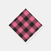 ピンクとブラックの市松模様にスクウェアバッファロープレイド スタンダードカクテルナプキン (角)