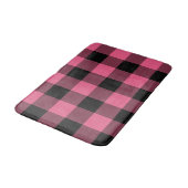 ピンクとブラックの市松模様にスクウェアバッファロープレイド バスマット (アングル)