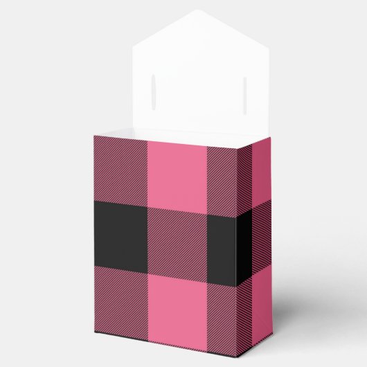 ピンクとブラックの市松模様にスクウェアバッファロープレイド フェイバーボックス (オープン)