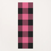ピンクとブラックの市松模様にスクウェアバッファロープレイド ヨガマット (正面)