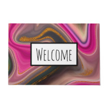 ピンクとブラックの抽象芸術と金ゴールド旋回へようこそ