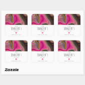 ピンクとブラックの抽象芸術と金ゴールド旋回キッチン スクエアシール (シート)