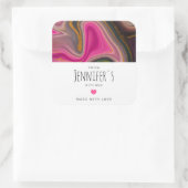 ピンクとブラックの抽象芸術と金ゴールド旋回キッチン スクエアシール (バッグ)