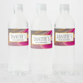 ピンクとブラックの抽象芸術と金ゴールド渦巻きパーティー ペットボトルラベル (ボトル)