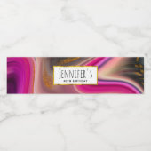 ピンクとブラックの抽象芸術と金ゴールド渦巻きパーティー ペットボトルラベル (シングルラベル)