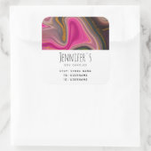 ピンクとブラックの抽象芸術と金ゴールド渦巻きビジネス スクエアシール (バッグ)