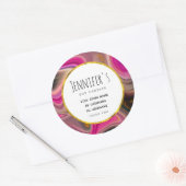 ピンクとブラックの抽象芸術と金ゴールド渦巻きビジネス ラウンドシール (封筒)