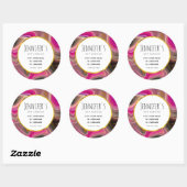 ピンクとブラックの抽象芸術と金ゴールド渦巻きビジネス ラウンドシール (シート)