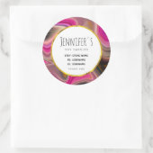 ピンクとブラックの抽象芸術と金ゴールド渦巻きビジネス ラウンドシール (バッグ)