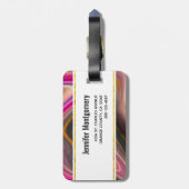 ピンクとブラックの抽象芸術と金ゴールド渦巻きモノグラム ラゲッジタグ (裏面縦)