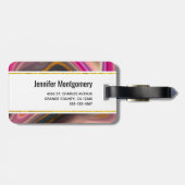 ピンクとブラックの抽象芸術と金ゴールド渦巻きモノグラム ラゲッジタグ (裏面横)