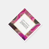 ピンクとブラックの抽象芸術と金ゴールド渦巻き誕生日 スタンダードカクテルナプキン (角)