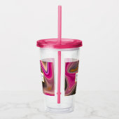 ピンクとブラックの抽象芸術と金ゴールド渦巻き アクリルタンブラー (右)