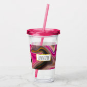 ピンクとブラックの抽象芸術と金ゴールド渦巻き アクリルタンブラー (裏面)