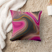 ピンクとブラックの抽象芸術と金ゴールド渦巻き クッション (ブランケット)