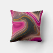 ピンクとブラックの抽象芸術と金ゴールド渦巻き クッション (裏面)