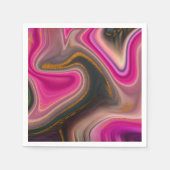 ピンクとブラックの抽象芸術と金ゴールド渦巻き スタンダードカクテルナプキン (正面)
