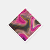 ピンクとブラックの抽象芸術と金ゴールド渦巻き スタンダードカクテルナプキン (角)