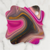 ピンクとブラックの抽象芸術と金ゴールド渦巻き フェイバータグ (裏面)