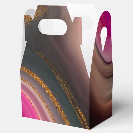 ピンクとブラックの抽象芸術と金ゴールド渦巻き フェイバーボックス (オープン)