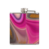 ピンクとブラックの抽象芸術と金ゴールド渦巻き フラスク (裏面)