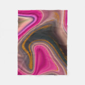 ピンクとブラックの抽象芸術と金ゴールド渦巻き フリースブランケット (正面)