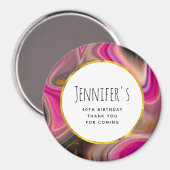 ピンクとブラックの抽象芸術と金ゴールド渦巻き マグネット (正面/裏面)