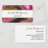 ピンクとブラックの抽象芸術と金ゴールド渦巻き 名刺 (正面/裏面)