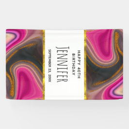 ピンクとブラックの抽象芸術と金ゴールド渦巻き 横断幕