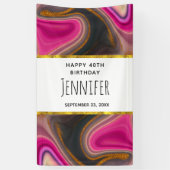 ピンクとブラックの抽象芸術と金ゴールド渦巻き 横断幕 (縦)