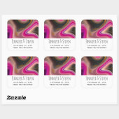 ピンクとブラックの抽象芸術と金ゴールド渦巻結婚き スクエアシール (シート)