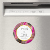 ピンクとブラックの抽象芸術と金ゴールド渦巻結婚き マグネット (インサイチュ (食洗機))