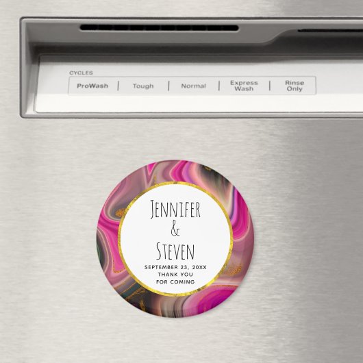 ピンクとブラックの抽象芸術と金ゴールド渦巻結婚き マグネット (インサイチュ (食洗機))