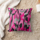 ピンクとブラックの抽象芸術プリント クッション (ブランケット)