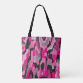 ピンクとブラックの抽象芸術プリント トートバッグ (裏面)