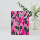 ピンクとブラックの抽象芸術プリント ポストカード (スタンド正面)