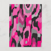 ピンクとブラックの抽象芸術プリント ポストカード (正面)