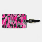 ピンクとブラックの抽象芸術プリント ラゲッジタグ (正面横)