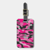 ピンクとブラックの抽象芸術プリント ラゲッジタグ (正面縦)